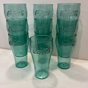 Coca Cola Pebbled Green Vintage Acrylic glasses (10 Dixie cups pruduct)